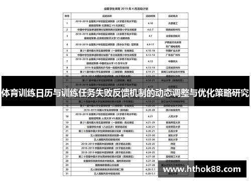 体育训练日历与训练任务失败反馈机制的动态调整与优化策略研究